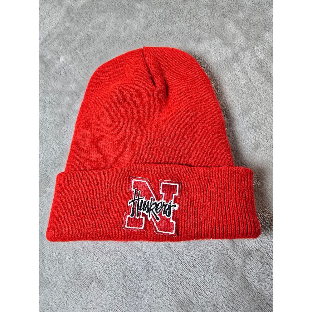 Nebraska Cornhuskers Beanie Hat‎ Cap Red Cuffed Rossmoor Industries Made In USA